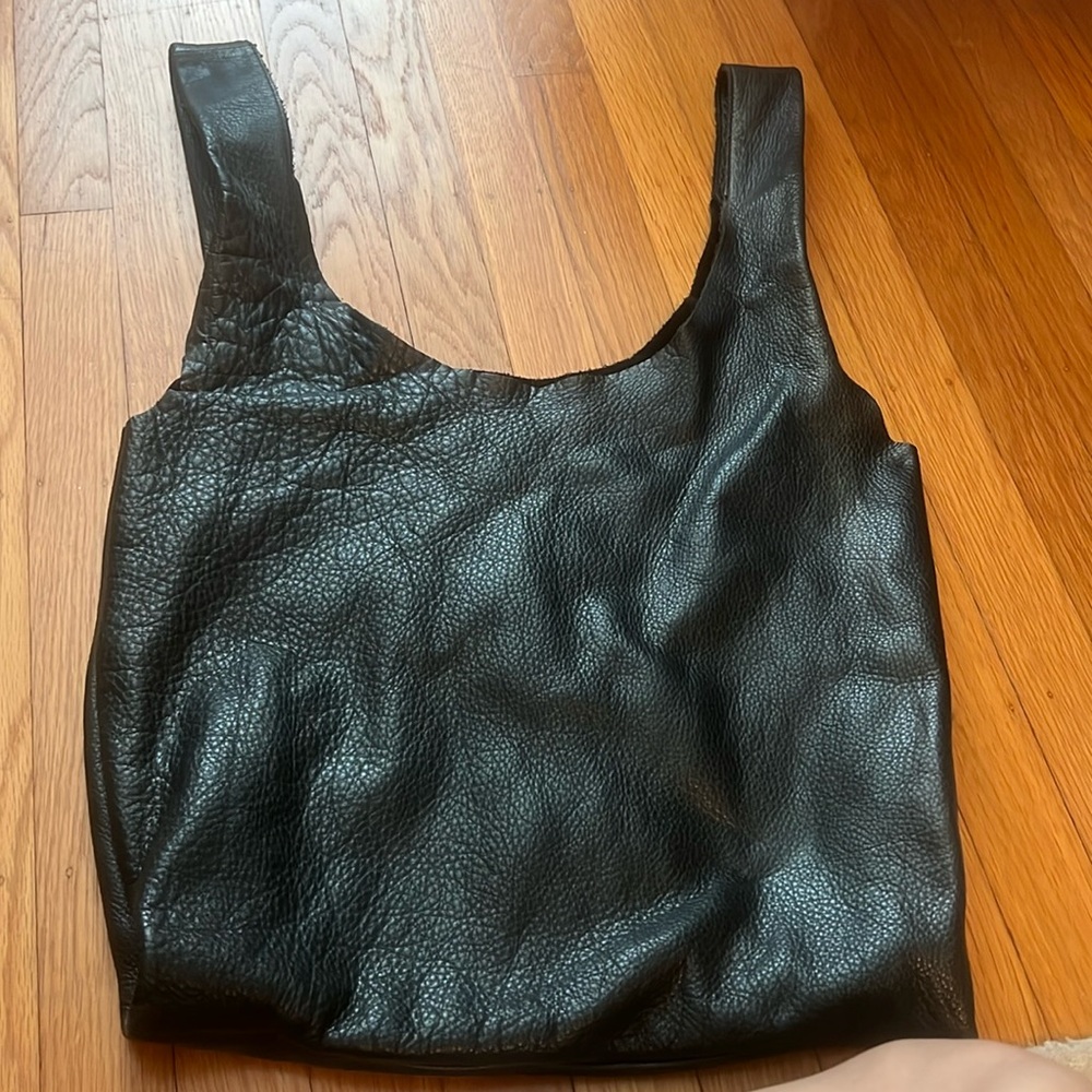 💥 BAGGU BLACK LEATHER SHOPPER SHOULDER BAG TOTE